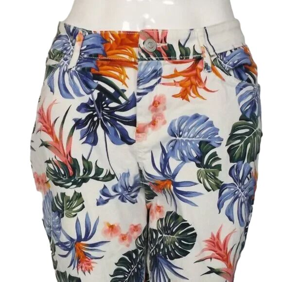 TOMMY BAHAMA Jeans, 33, Skinny Ankle, Floral/Bogart Blooms Print, Zip, Pockets - Picture 2 of 14